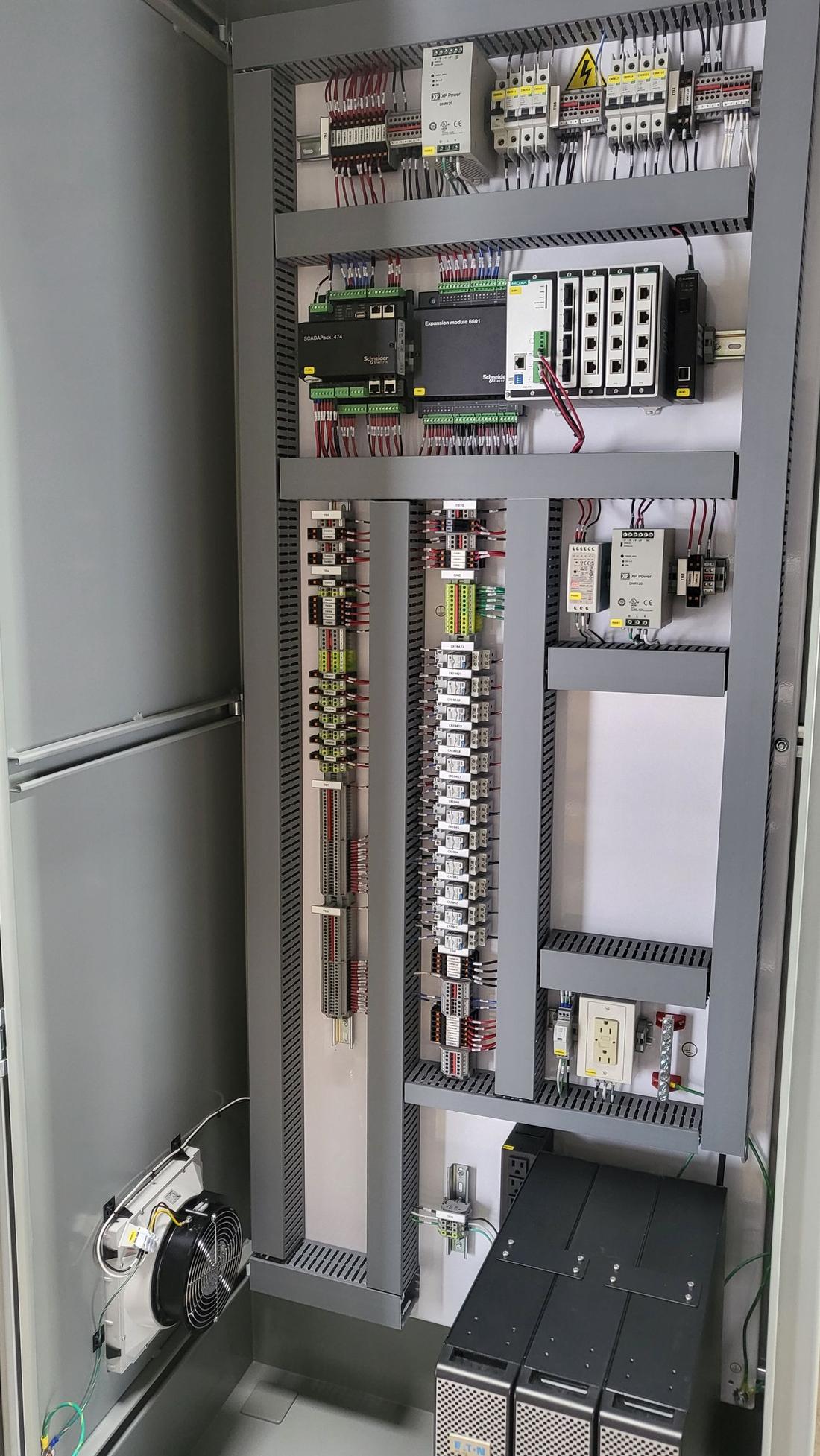 Litus-built control panel, I/O and terminal rows