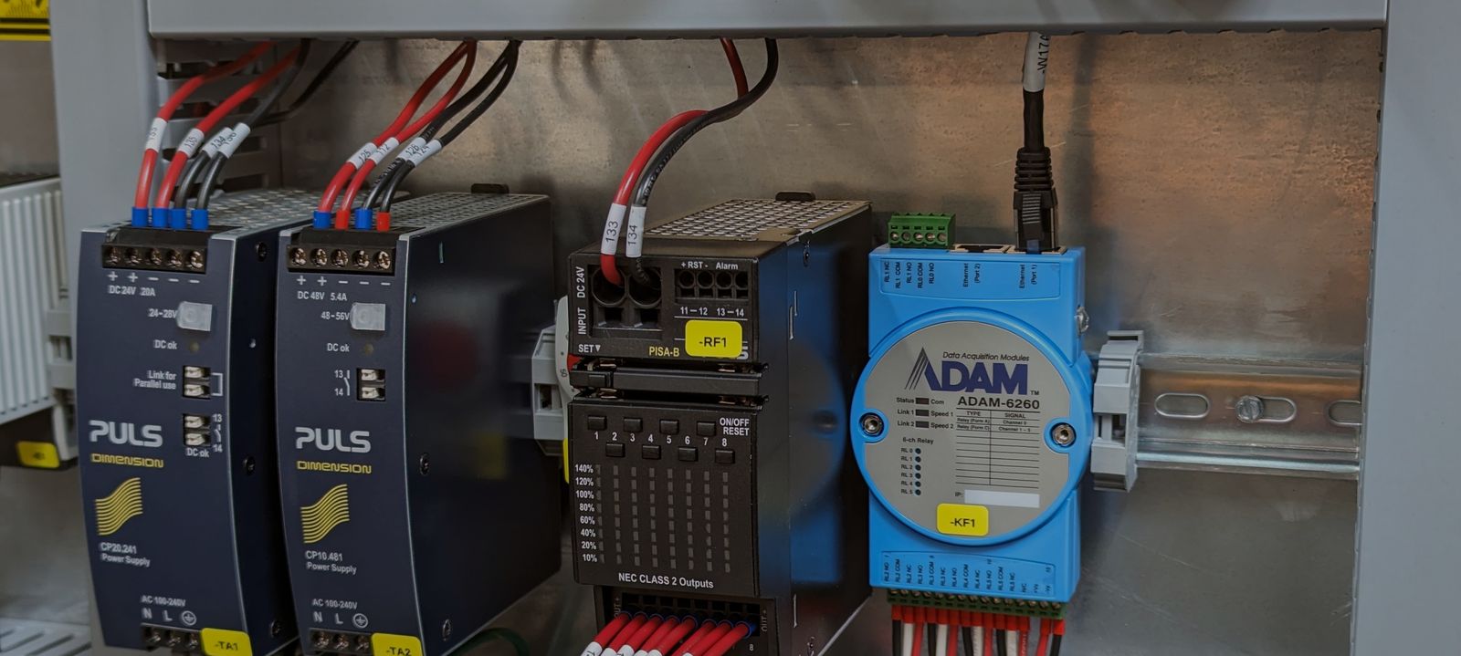 Control panel with components from several manufacturers